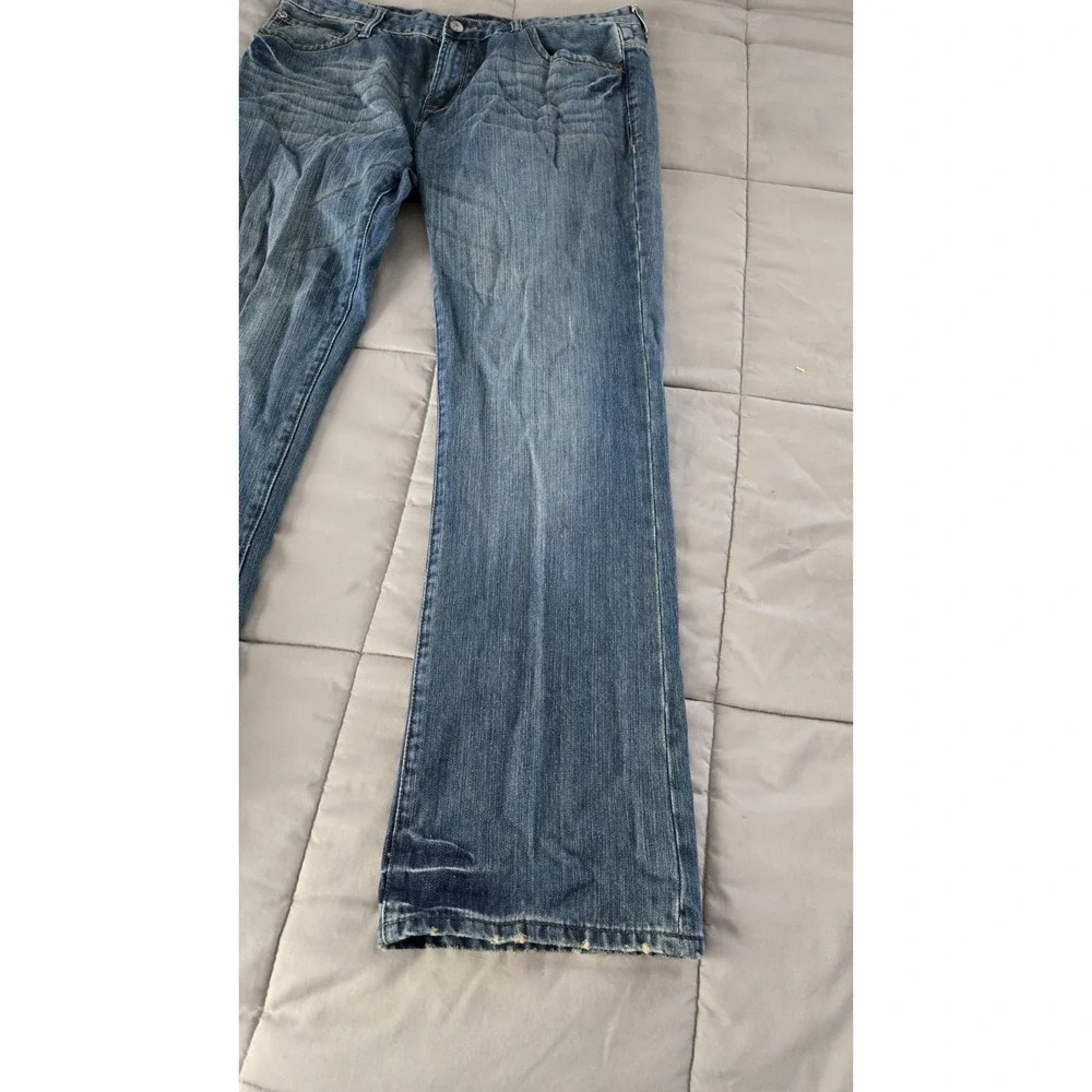 Marc Ecko Cut & Sew Boot Cut Jeans Mens 36x32 Y2K Skull Rivets Denim Pants